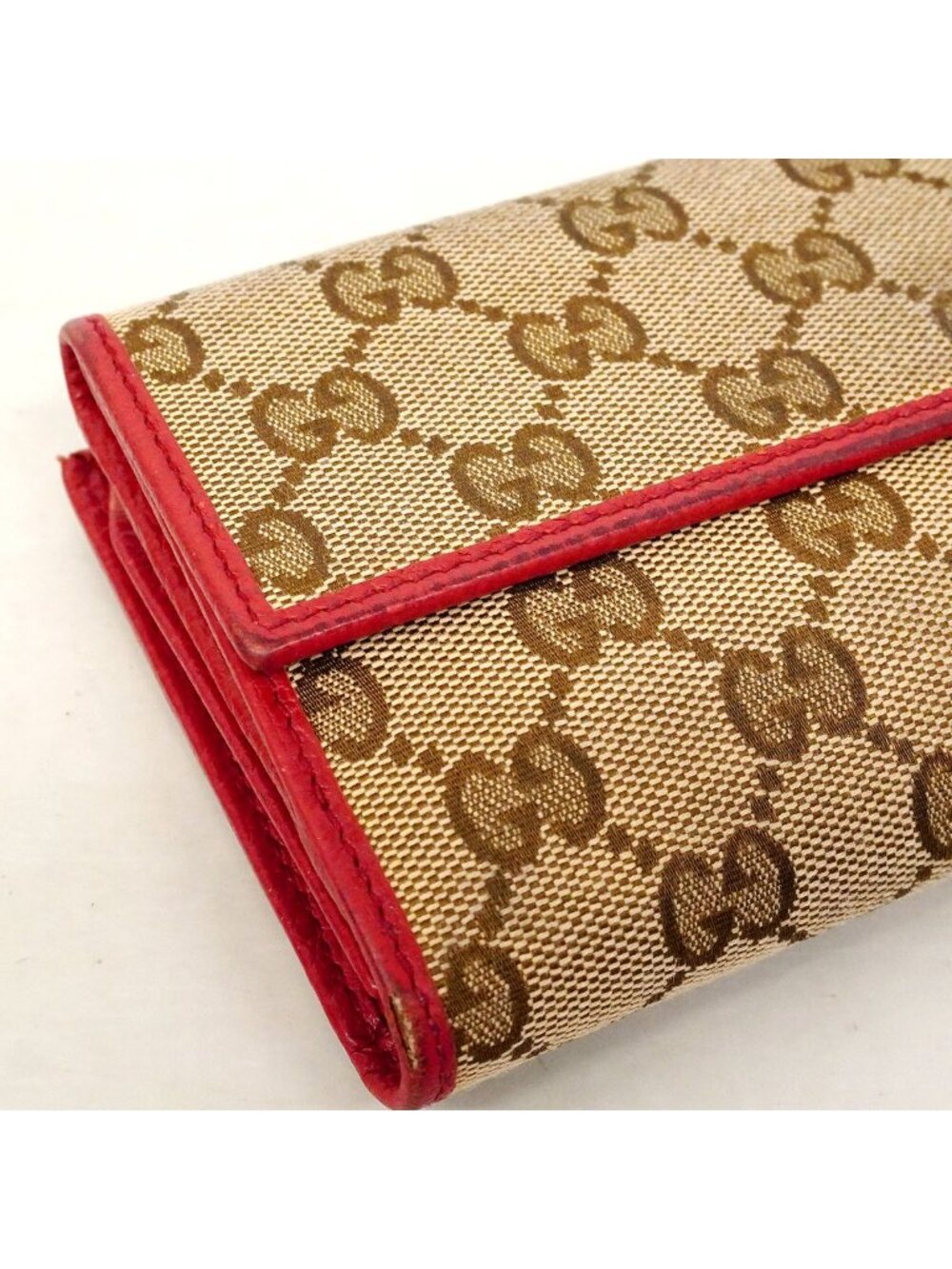 Gucci Wallet GG Canvas Beige Red Gold - Picture 8 of 10